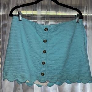 Lilly Pulitzer Blue Button-Front Scalloped Skirt